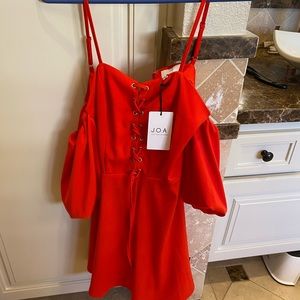 J.O.A (just one answer) red off shoulder dress